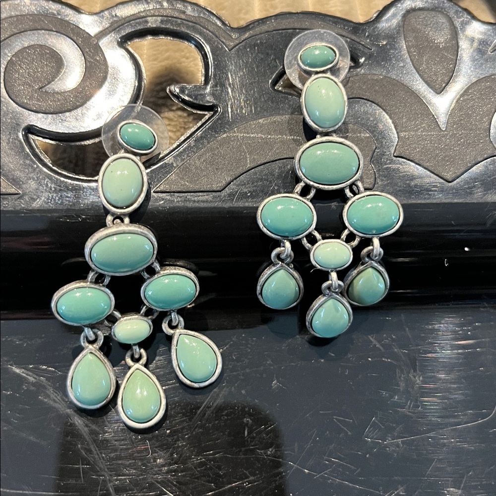 EUC Elegant Turquoise Drop Chandelier Earrings